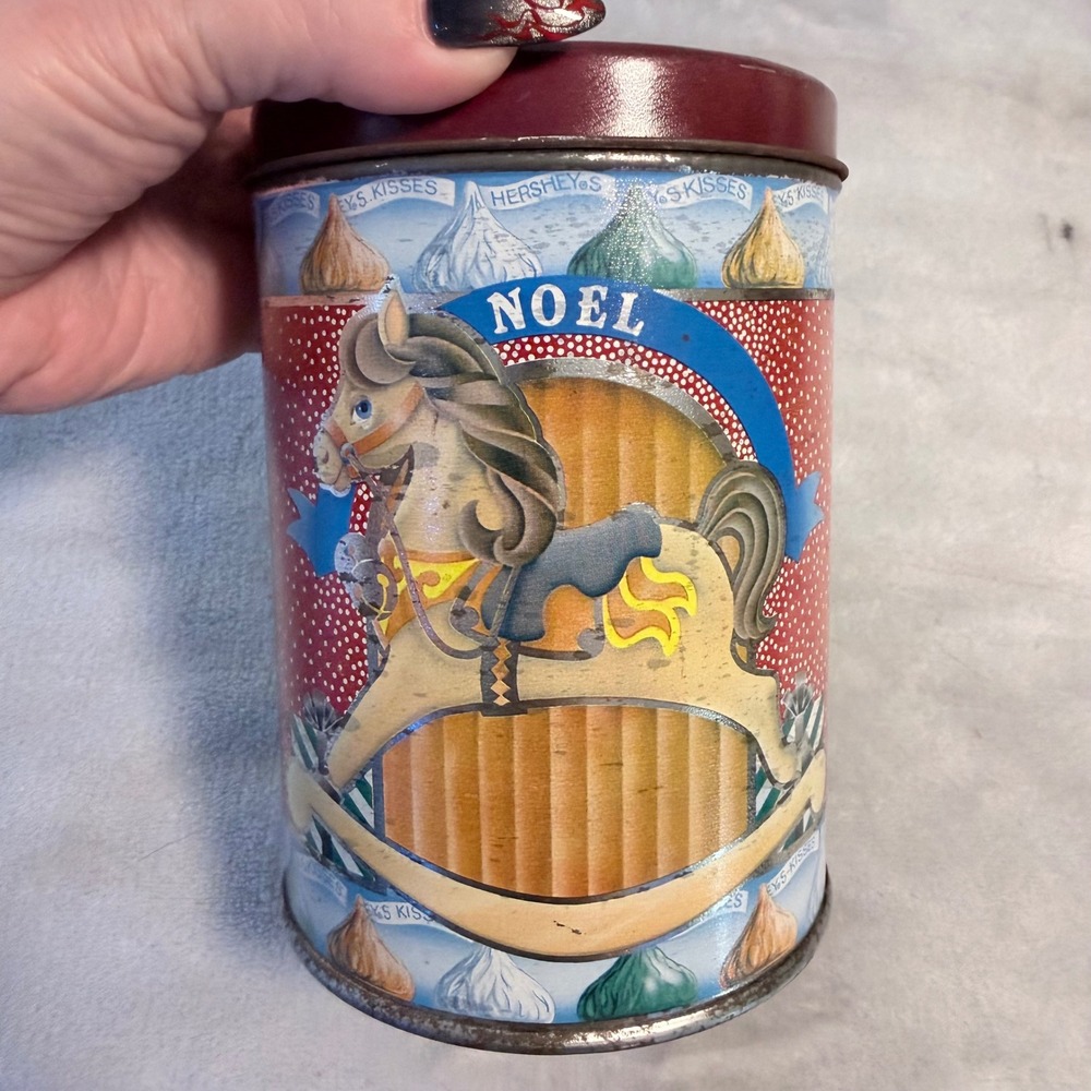 Vintage 1990 Hershey's Kisses Noel Holiday Classics #1 Rocking Horse Tin Empty
